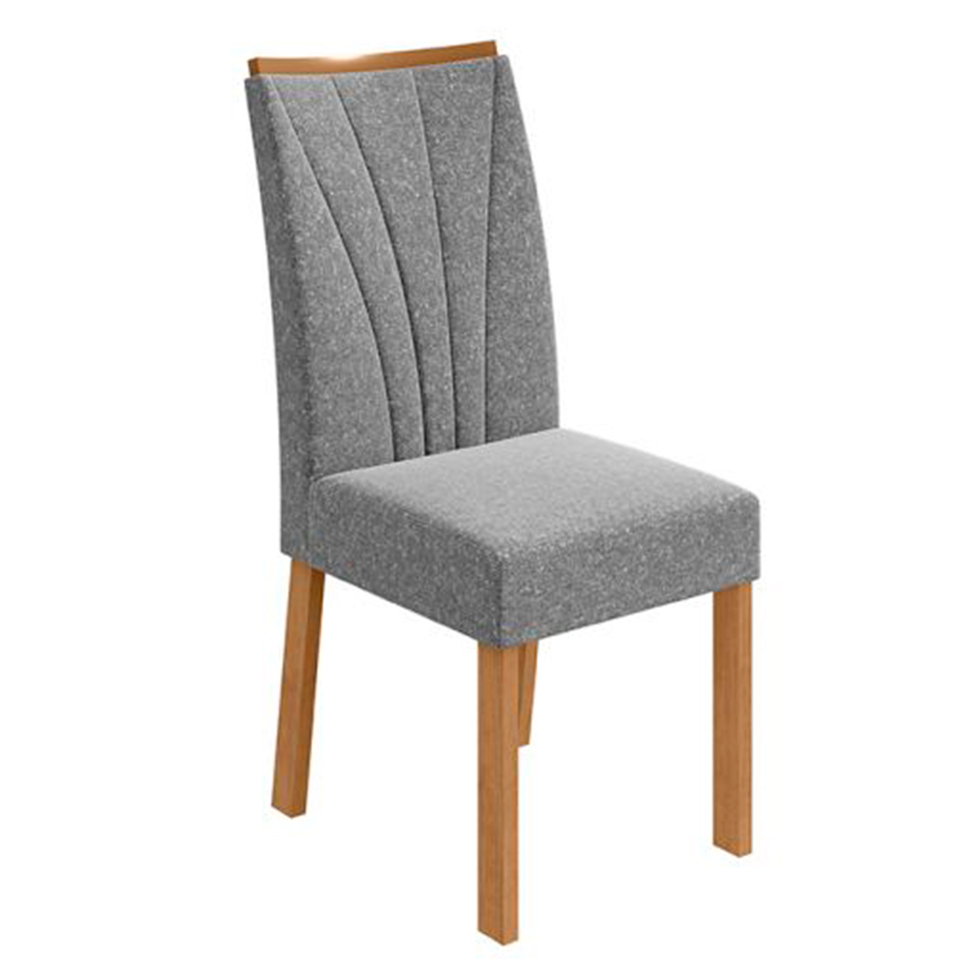 Conjunto com 6 Cadeiras Apogeu Linho Cinza e Amêndoa Clean