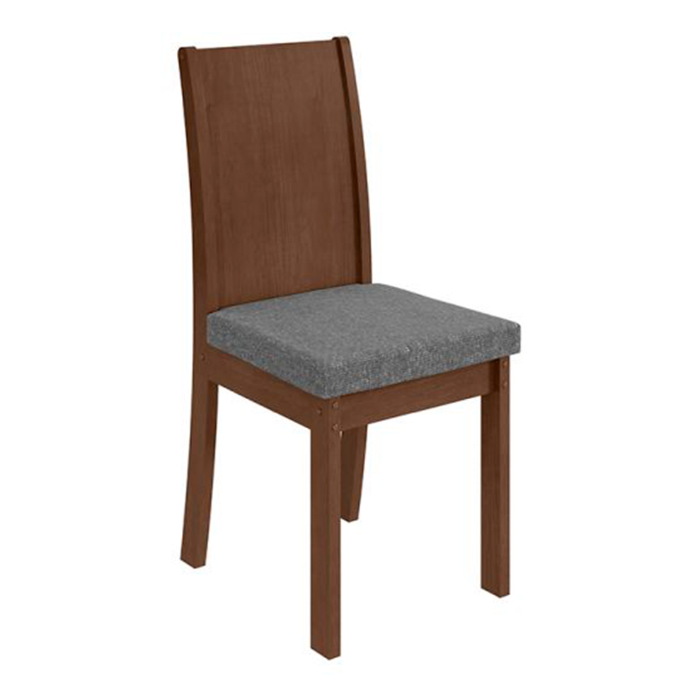 Conjunto com 6 Cadeiras Athenas Linho Cinza e Imbuia Clean