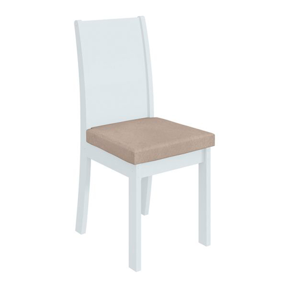 Conjunto com 6 Cadeiras Athenas Veludo Creme e Branco