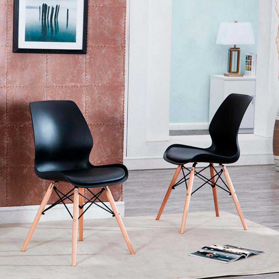 Conjunto com 6 Cadeiras Eames Eiffel Rubi Preto