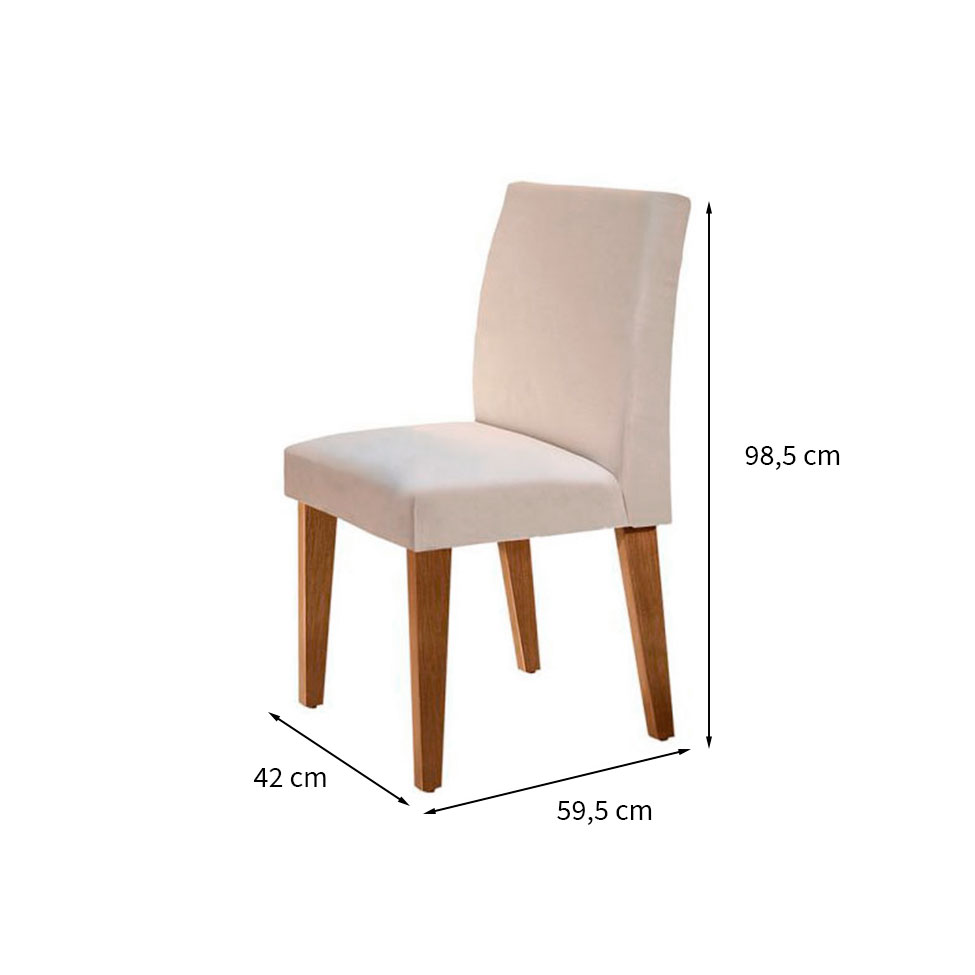 Conjunto com 6 Cadeiras Grecia Veludo Imbuia e Creme