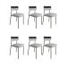 Conjunto com 6 Cadeiras Mona Linho Cinza e Preto