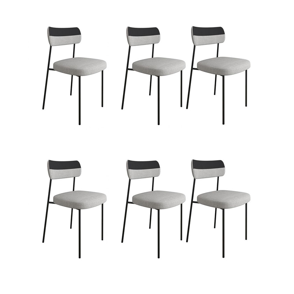Conjunto com 6 Cadeiras Mona Linho Cinza e Preto