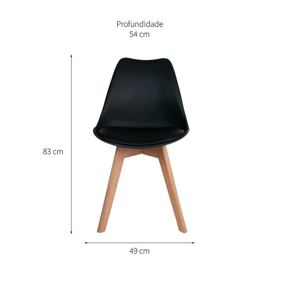 Conjunto com 6 Cadeiras Saarinen Wood Preto