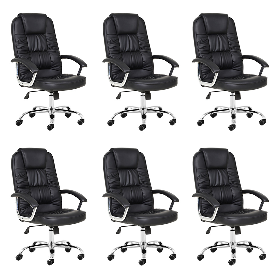 Conjunto com 6 Cadeiras de Escritório Presidente Giratórias Finland Preto