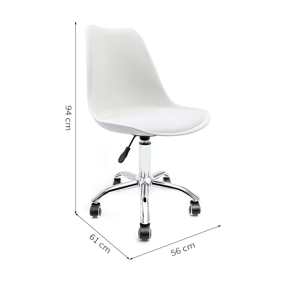Conjunto com 6 Cadeiras de Escritório Secretária Saar Cromado e Branco
