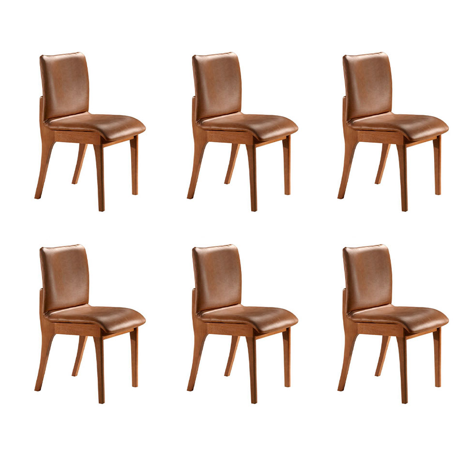 Conjunto com 6 Cadeiras de Jantar Bella Gold Imbuia e Caramelo