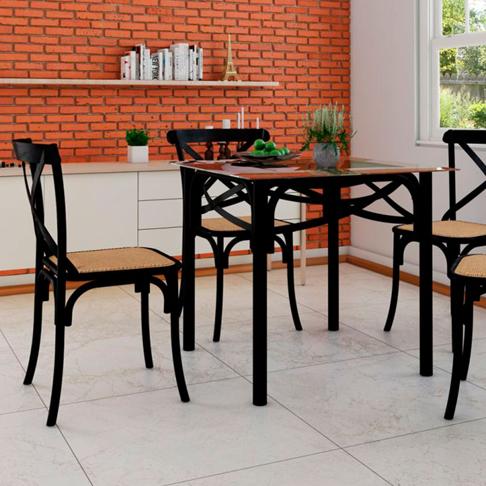Conjunto com 6 Cadeiras de Jantar Katrina Preta