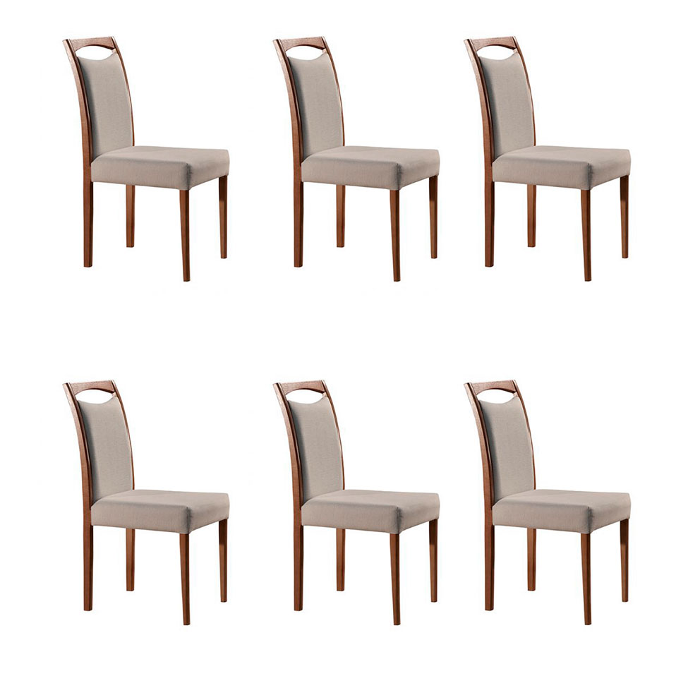 Conjunto com 6 Cadeiras de Jantar Lívia Creme