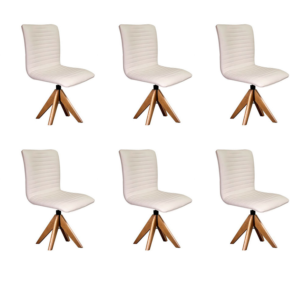 Conjunto com 6 Cadeiras de Jantar Lenk Cru