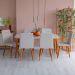 Conjunto com 6 Cadeiras de Jantar Studio Bege Claro e Amêndoa