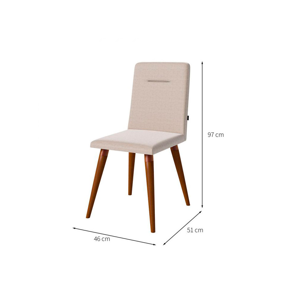 Conjunto com 6 Cadeiras de Jantar Studio Bege Claro e Amêndoa