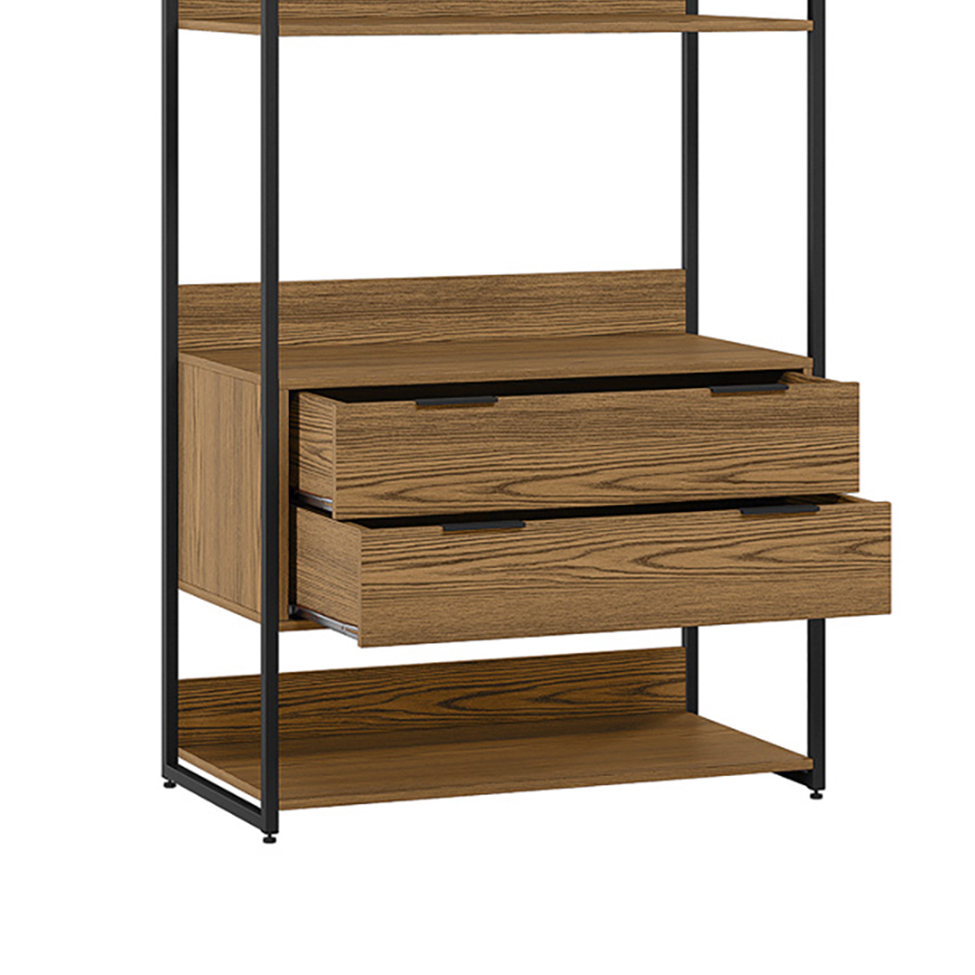Conjunto de Módulos Estante para Livros Industrial Mital 4 GV Conhaque e Preto 143 cm