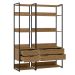 Conjunto de Módulos Estante para Livros Industrial Mital 4 Gavetas Conhaque e Preto 143 cm
