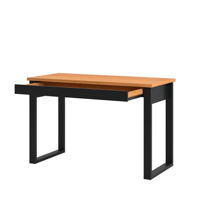 Conjunto de Mesa Anah 1 GV Freijó com Cadeira de Escritório Presidente Giratória com Relax Clark Preta e Dourada