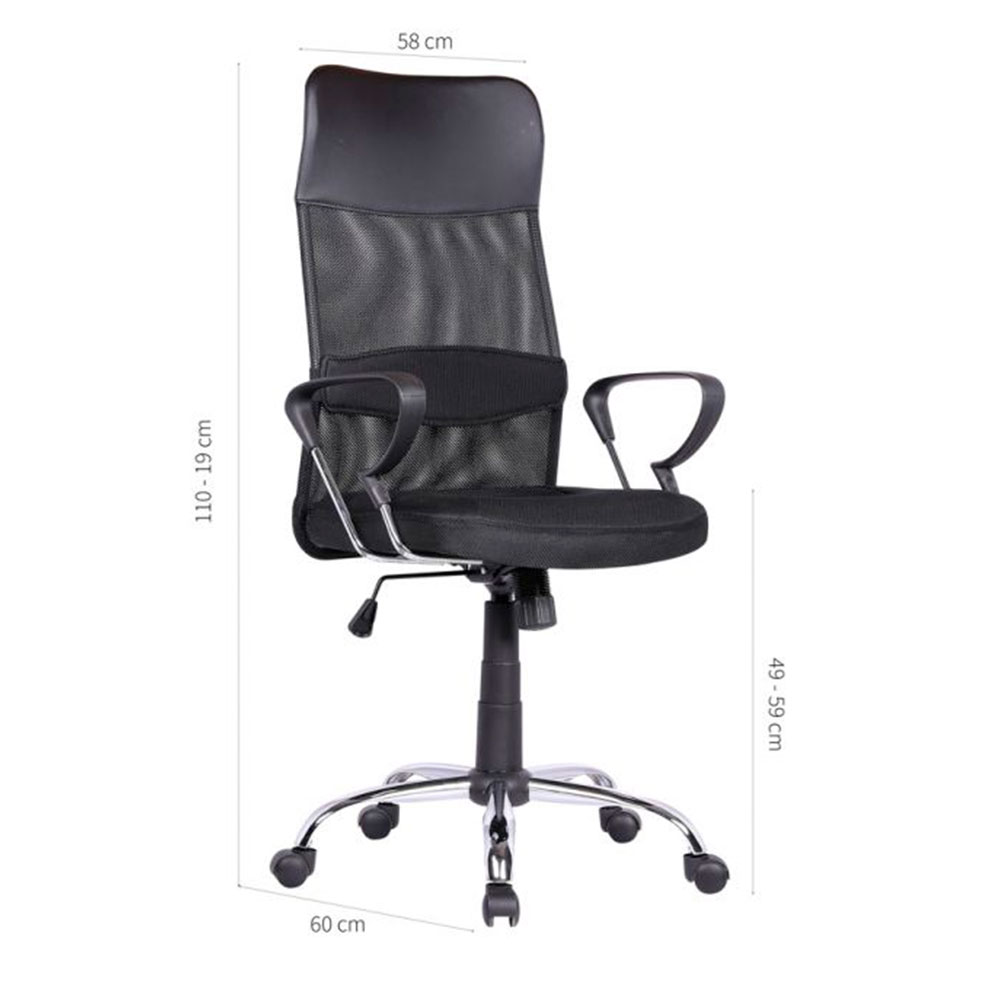 Conjunto de Mesa Anah Freijó com Cadeira de Escritório Diretor Giratória Vancouver II com Braços Preta