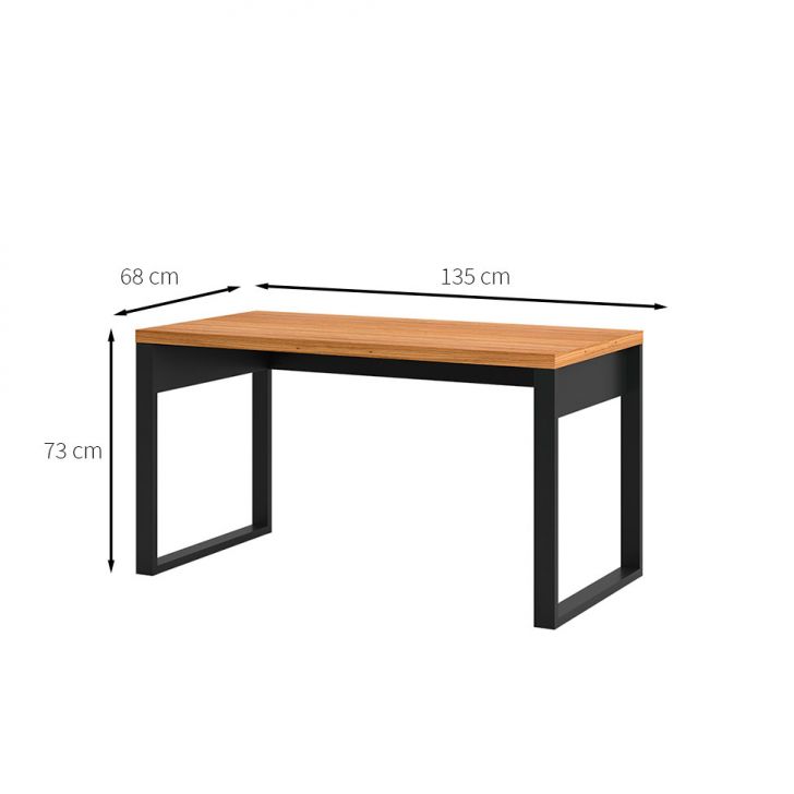 Conjunto de Mesa Anah Freijó com Cadeira de Escritório Presidente Giratória com Relax Clark Preta e Dourada