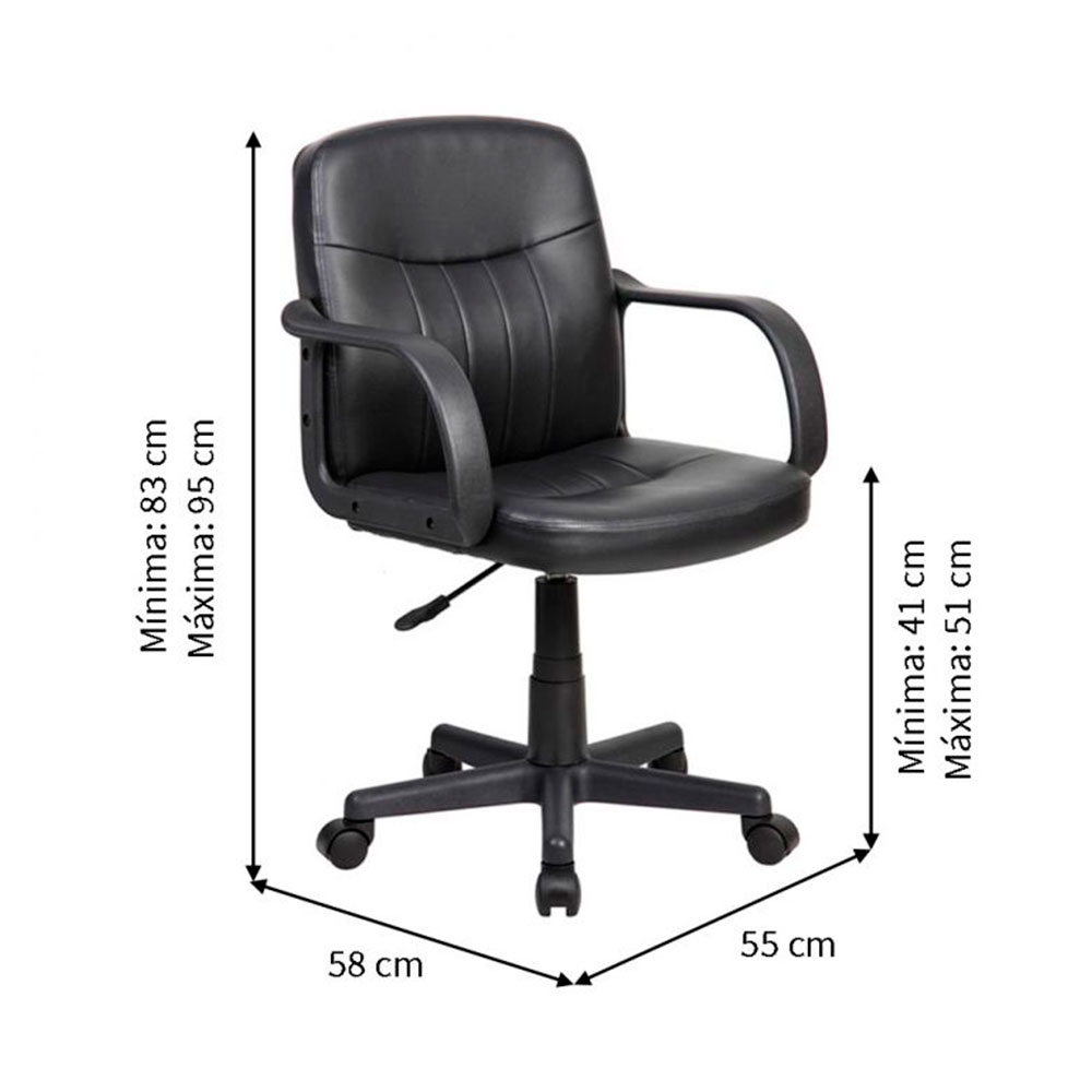 Conjunto de Mesa Anah Freijó com Cadeira de Escritório Secretária Giratória Clean Preta