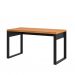 Conjunto de Mesa Anah Freijó e Preta com Cadeira de Escritório Diretor Giratória Oslo Branca
