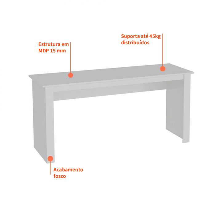 Conjunto de Mesa Badesh Branca com Cadeira de Escritório Presidente Giratória com Relax Clark Preta e Dourada