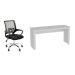 Conjunto de Mesa Badesh Branca com Cadeira de Escritório Secretária Giratória Javix Preta