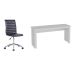 Conjunto de Mesa Badesh Branca com Cadeira de Escritório Secretária Giratória Marilyn Preta