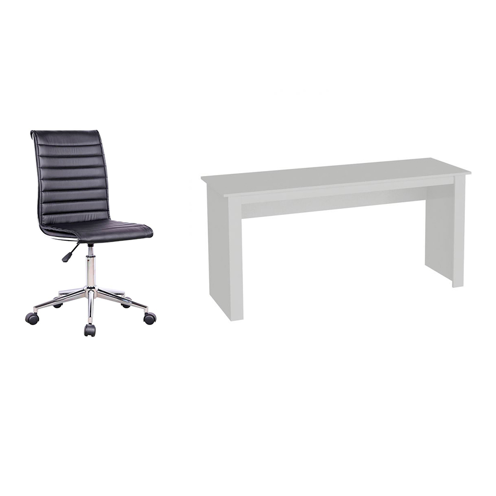 Conjunto de Mesa Badesh Branca com Cadeira de Escritório Secretária Giratória Marilyn Preta