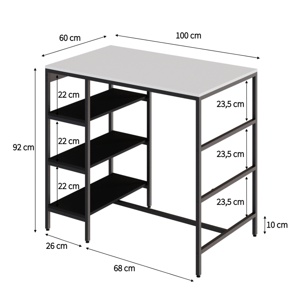 Conjunto de Mesa Bistrô e 2 Bancos Wooden Branco e Preto