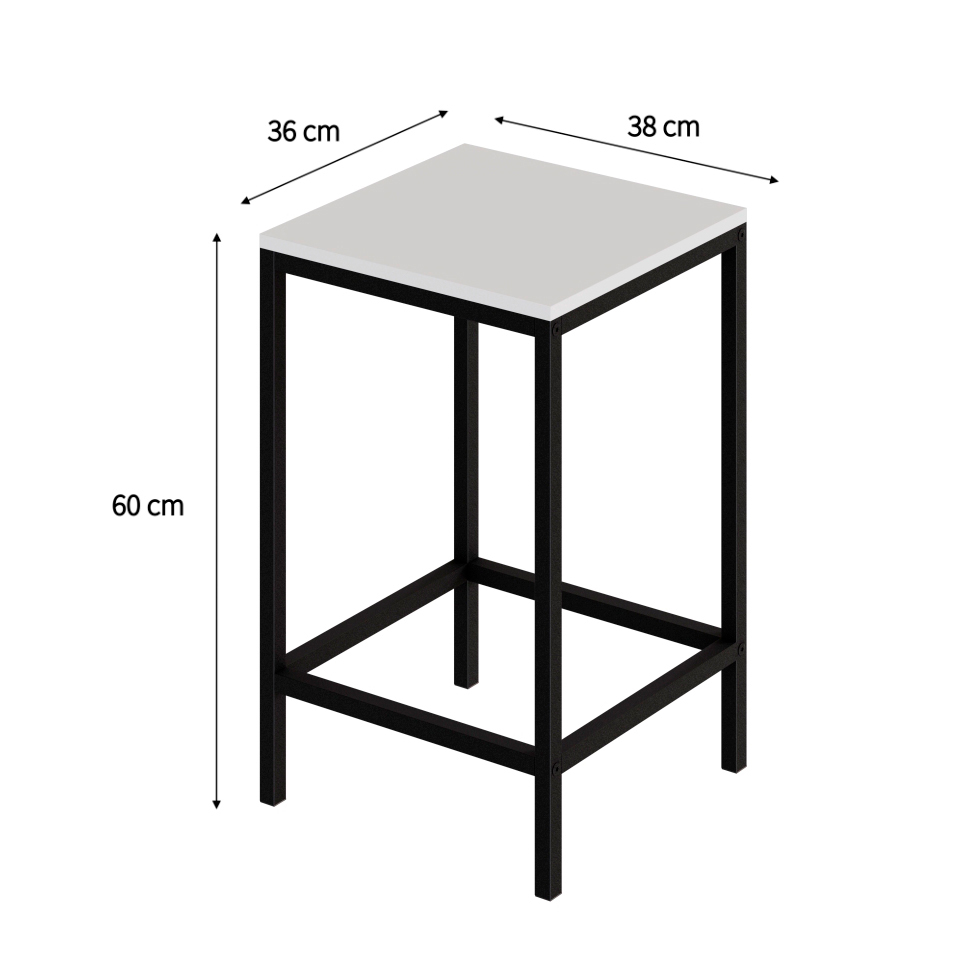 Conjunto de Mesa Bistrô e 2 Bancos Wooden Branco e Preto