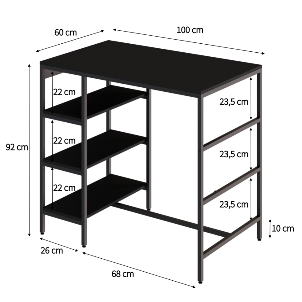Conjunto de Mesa Bistrô e 2 Bancos Wooden Ônix e Preto