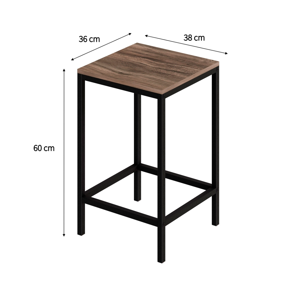 Conjunto de Mesa Bistrô e 2 Bancos Wooden Carvalho Dark e Preto