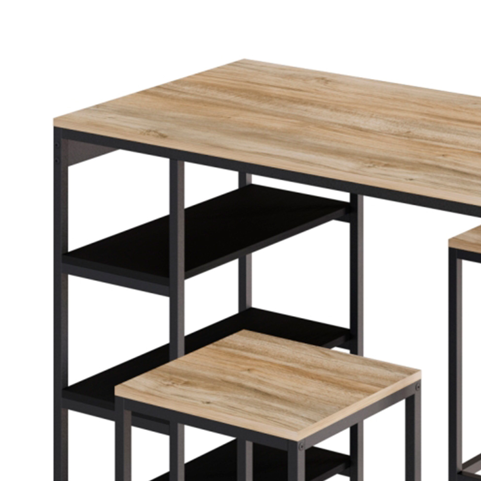 Conjunto de Mesa Bistrô e 2 Bancos Wooden Carvalho e Preto