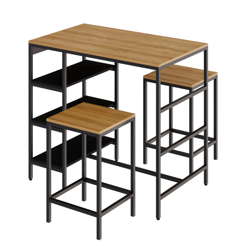 Conjunto de Mesa Bistrô e 2 Bancos Wooden Mel e Preto