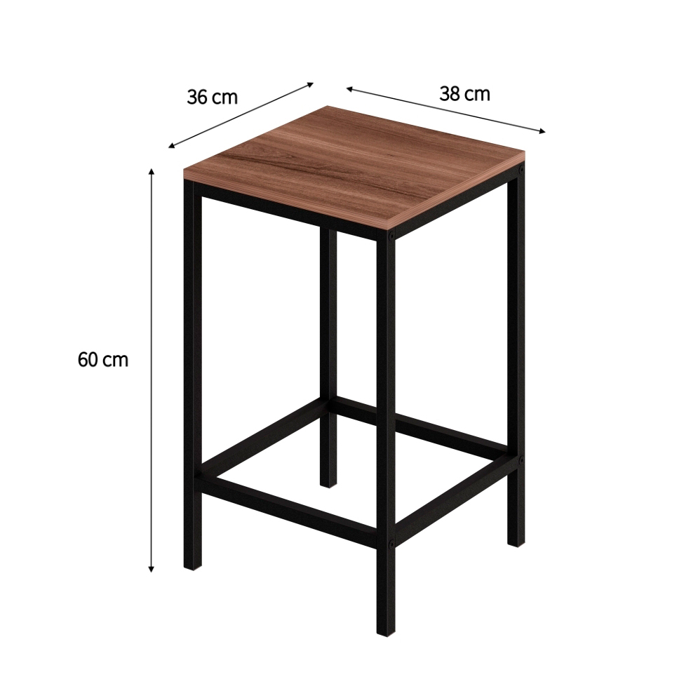 Conjunto de Mesa Bistrô e 2 Bancos Wooden Nogal e Preto