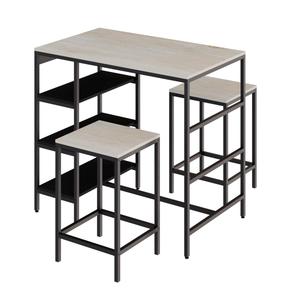Conjunto de Mesa Bistrô e 2 Bancos Wooden Snow e Preto