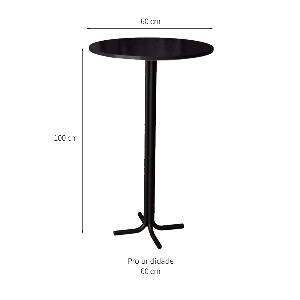 Conjunto de Mesa Bistrô e 2 Banquetas Ipanema Preto