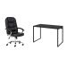Conjunto de Mesa Kuadra 120 cm com Cadeira de Escritório Presidente Giratória com Relax Finland Preta