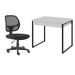 Conjunto de Mesa Kuadra 2 GV Branca com Cadeira de Escritório Secretária Giratória Oxford Preta