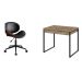 Conjunto de Mesa Kuadra 2 GV Carvalho com Cadeira de Escritório Diretor Giratória Bergen Preta