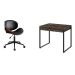 Conjunto de Mesa Kuadra 2 GV Marrom Escuro com Cadeira de Escritório Diretor Giratória Bergen Preta