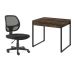 Conjunto de Mesa Kuadra 2 GV Marrom Escuro com Cadeira de Escritório Secretária Giratória Oxford Preta