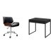 Conjunto de Mesa Kuadra 2 GV com Cadeira de Escritório Diretor Giratória Lauren Preta