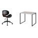 Conjunto de Mesa Kuadra Bege com Cadeira de Escritório Diretor Giratória Bergen Preta