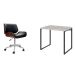 Conjunto de Mesa Kuadra Bege com Cadeira de Escritório Diretor Giratória Lauren Preta