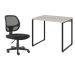 Conjunto de Mesa Kuadra Bege com Cadeira de Escritório Secretária Giratória Oxford Preta