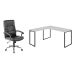 Conjunto de Mesa Kuadra Branca II 150 cm com Cadeira de Escritório Presidente Giratória com Relax Office Plus Preta