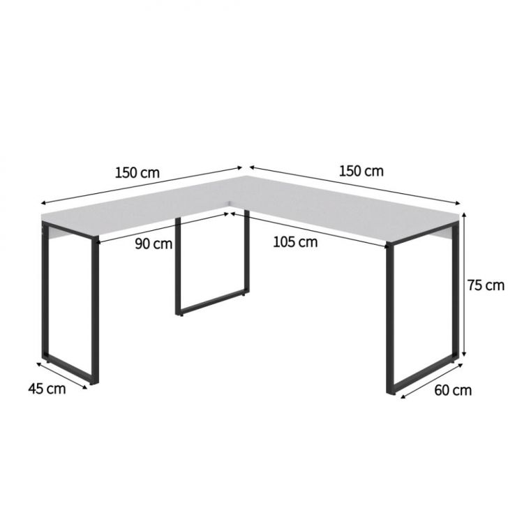 Conjunto de Mesa Kuadra Branca II 150 cm com Cadeira de Escritório Presidente Giratória com Relax Office Plus Preta