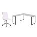 Conjunto de Mesa Kuadra II 150 cm com Cadeira de Escritório Secretária Giratória Marilyn Branca
