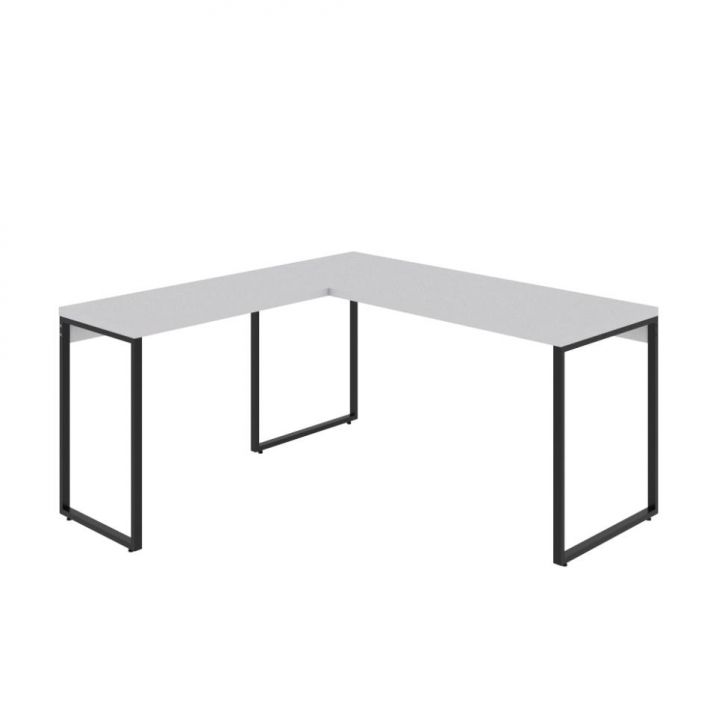 Conjunto de Mesa Kuadra II Branca 150 cm com Cadeira de Escritório Presidente Giratória com Relax Finland Preta