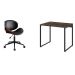 Conjunto de Mesa Kuadra Marrom Escuro com Cadeira de Escritório Diretor Giratória Bergen Preta